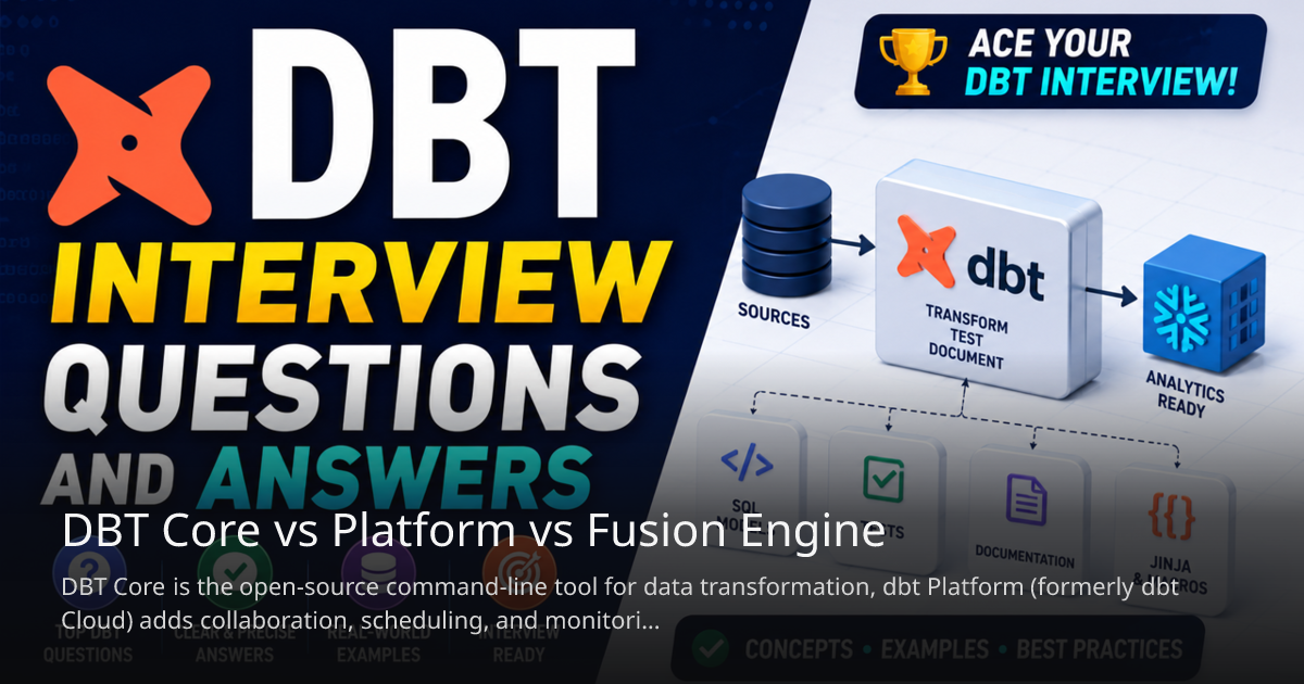 DBT Core vs Platform vs Fusion Engine | Drona4U AI